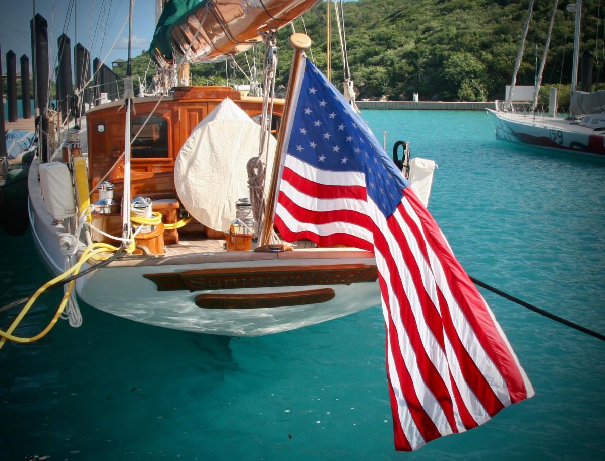 Stern of a boat tied to the dock