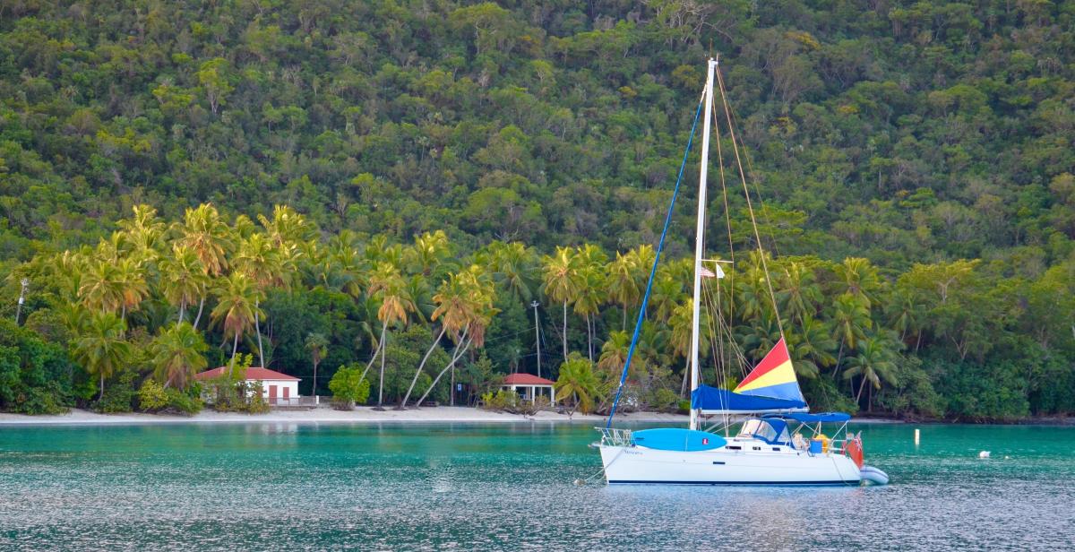 Boat at anchor Maho Bay